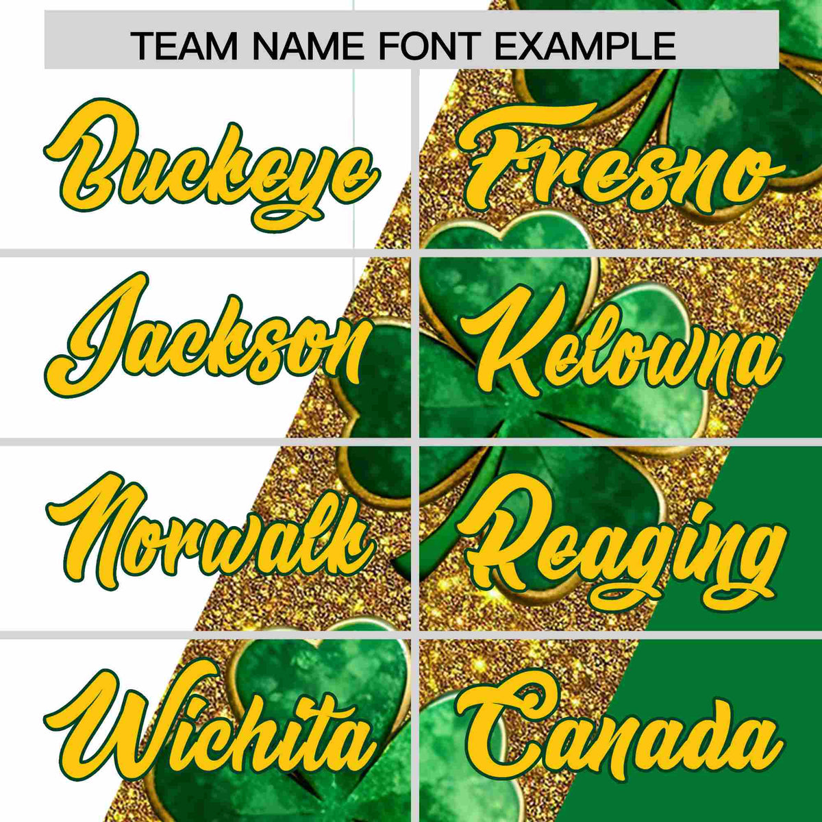 Custom White Kelly Green St.Patrick&#39;s Day Personalized Four Leaf Clover Pattern Baseball Jersey