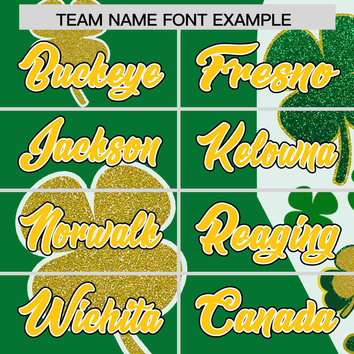 Custom Kelly Green Gold St.Patrick&#39;s Day Personalized Four Leaf Clover Pattern Baseball Jersey