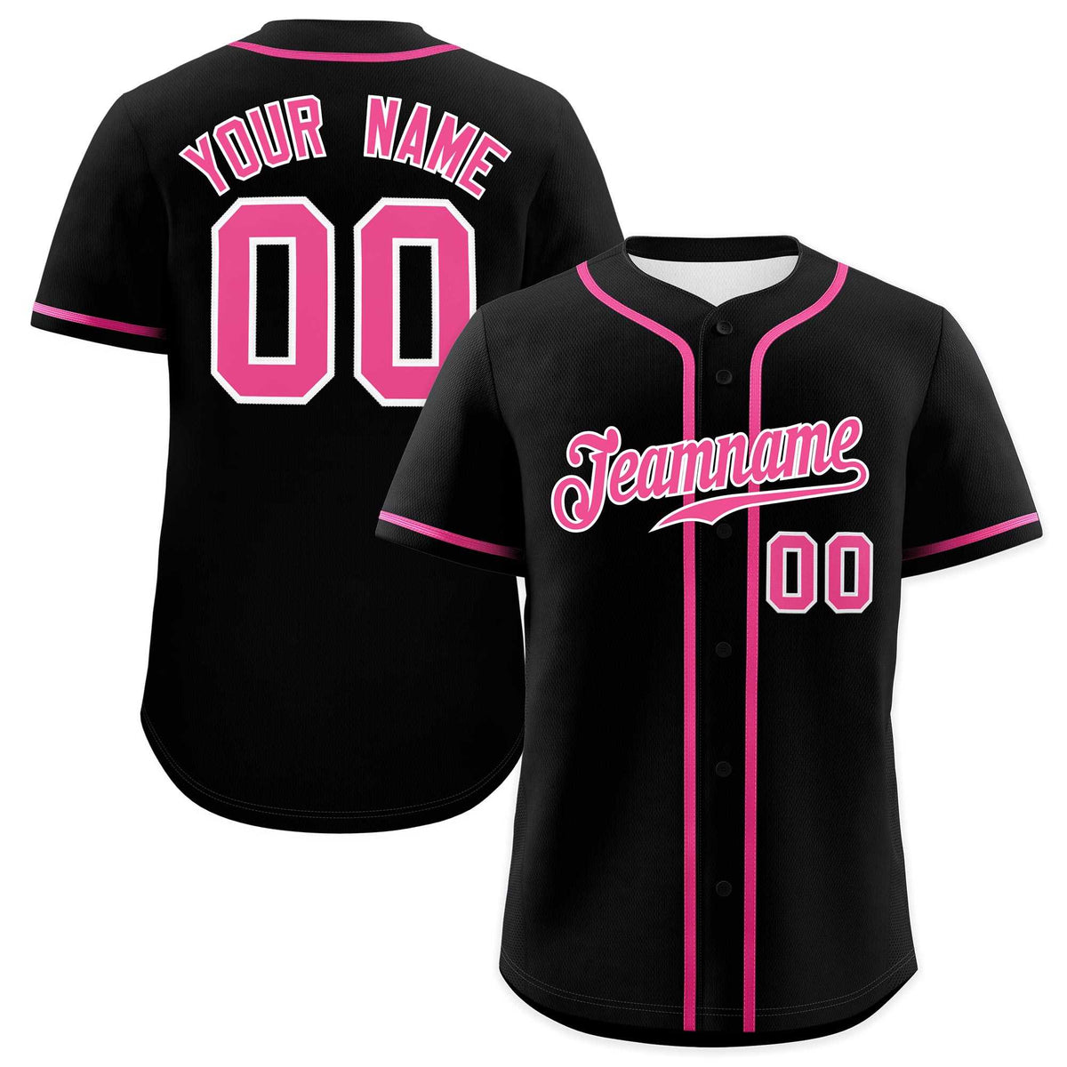 Custom Black Pink Classic Style Authentic Baseball Jersey