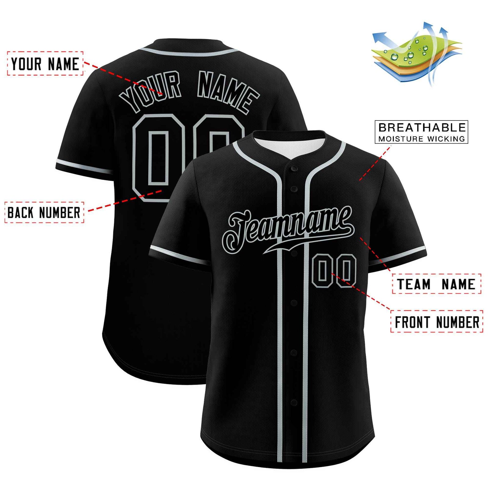 Custom Black Gray Classic Style Authentic Baseball Jersey