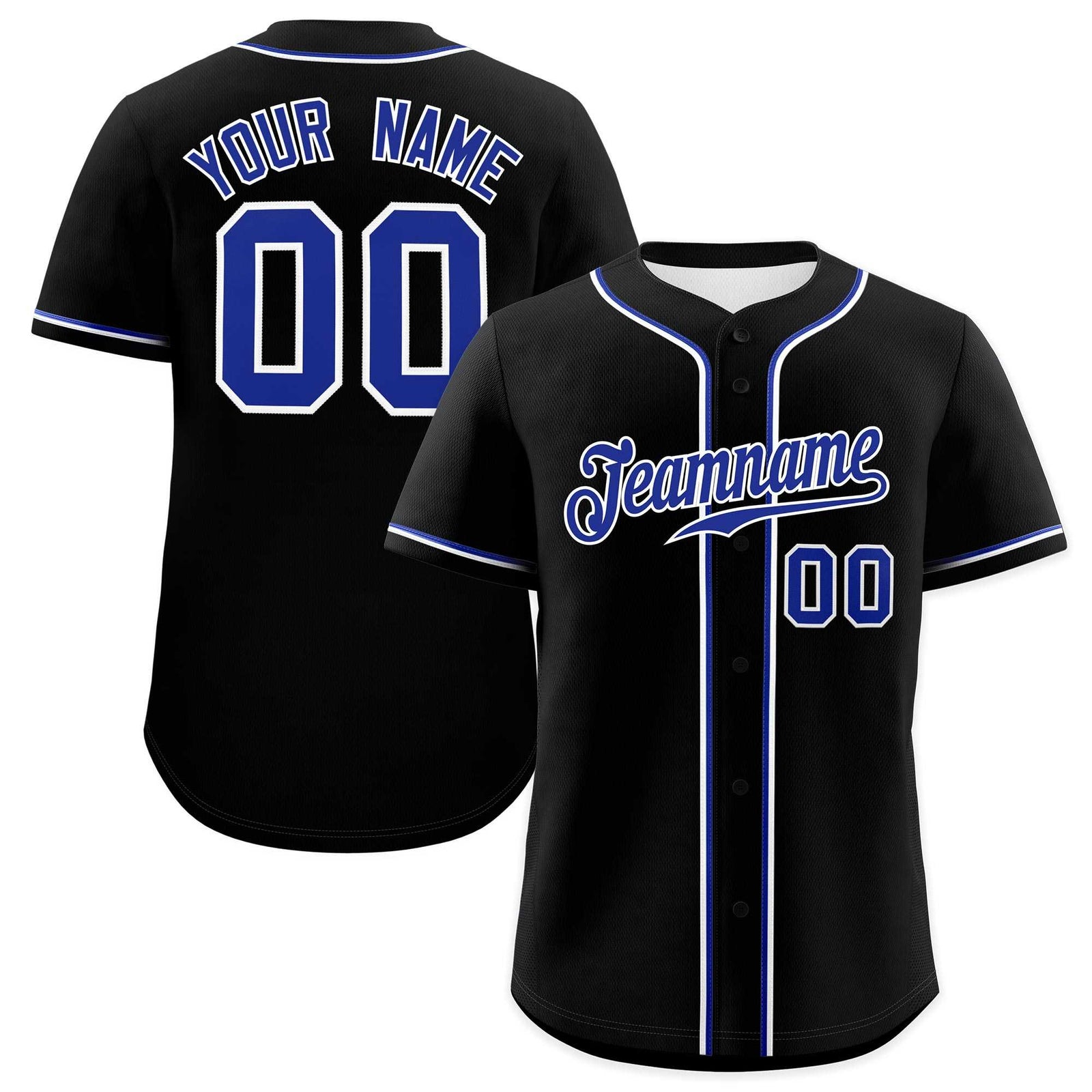 Custom Black Royal Blue Classic Style Authentic Baseball Jersey