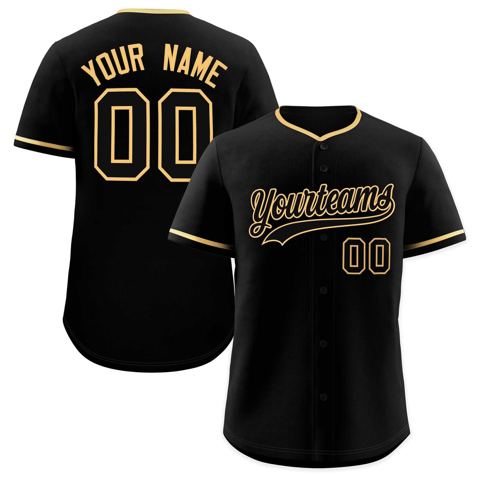 Custom Black Old Gold Classic Style Authentic Baseball Jersey