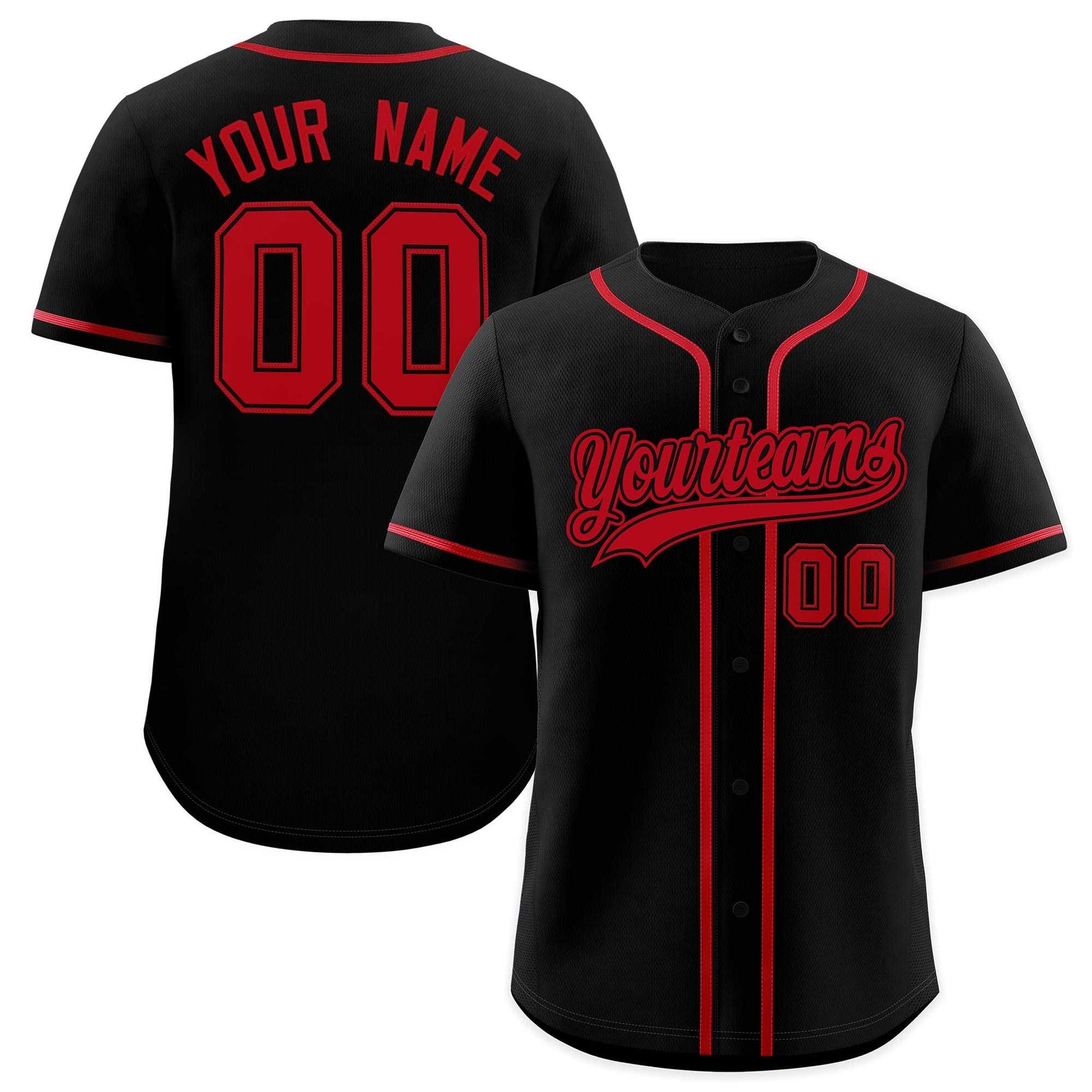 Custom Black Red Classic Style Authentic Baseball Jersey
