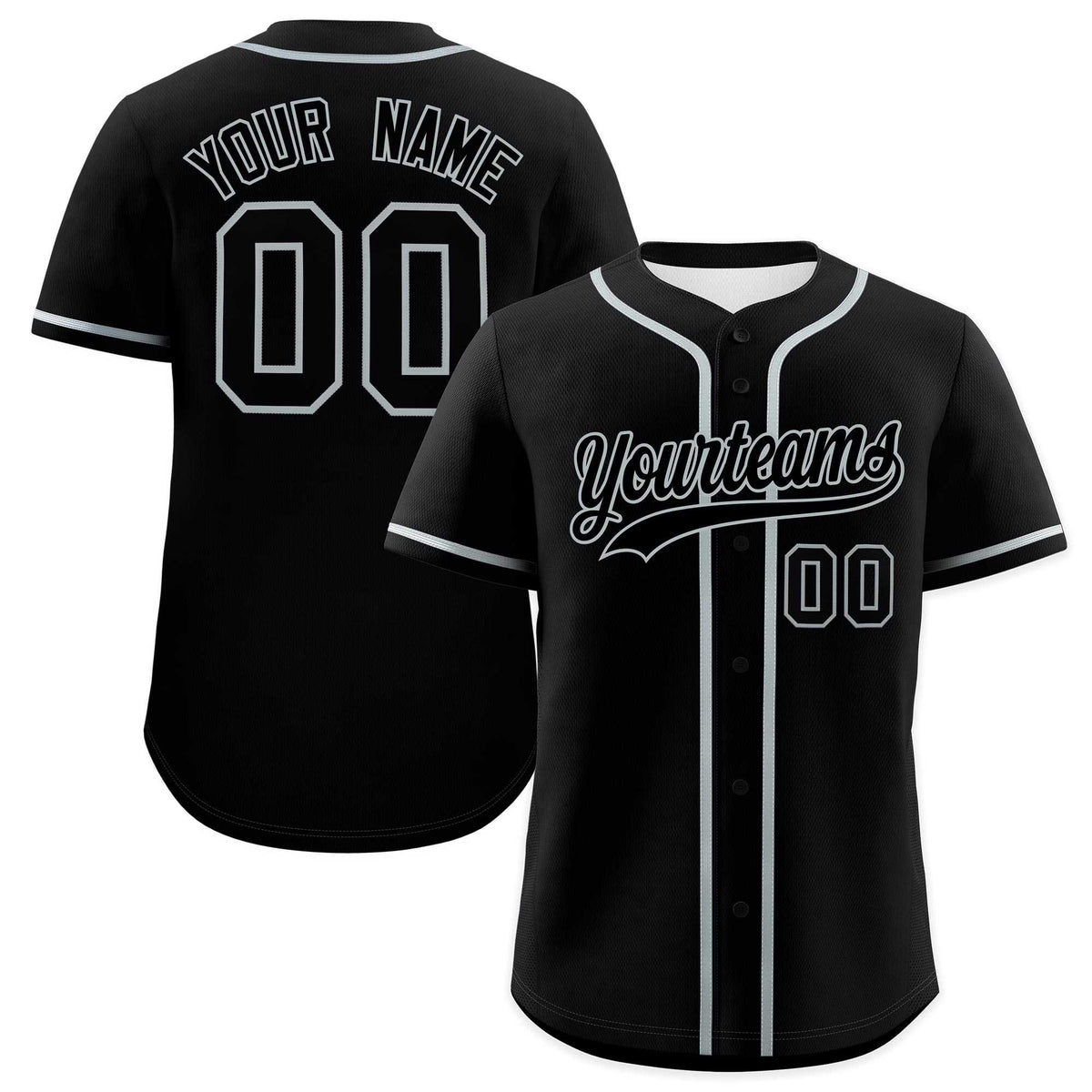 Custom Black Gray Classic Style Authentic Baseball Jersey