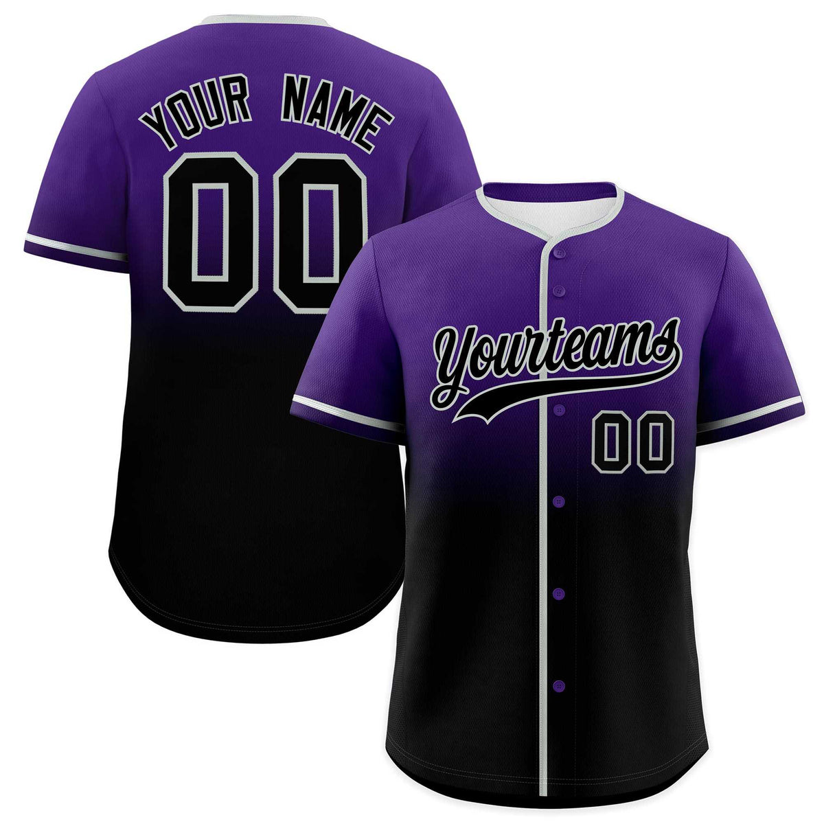 Custom Purple Black Gradient Fashion Authentic Baseball Jersey
