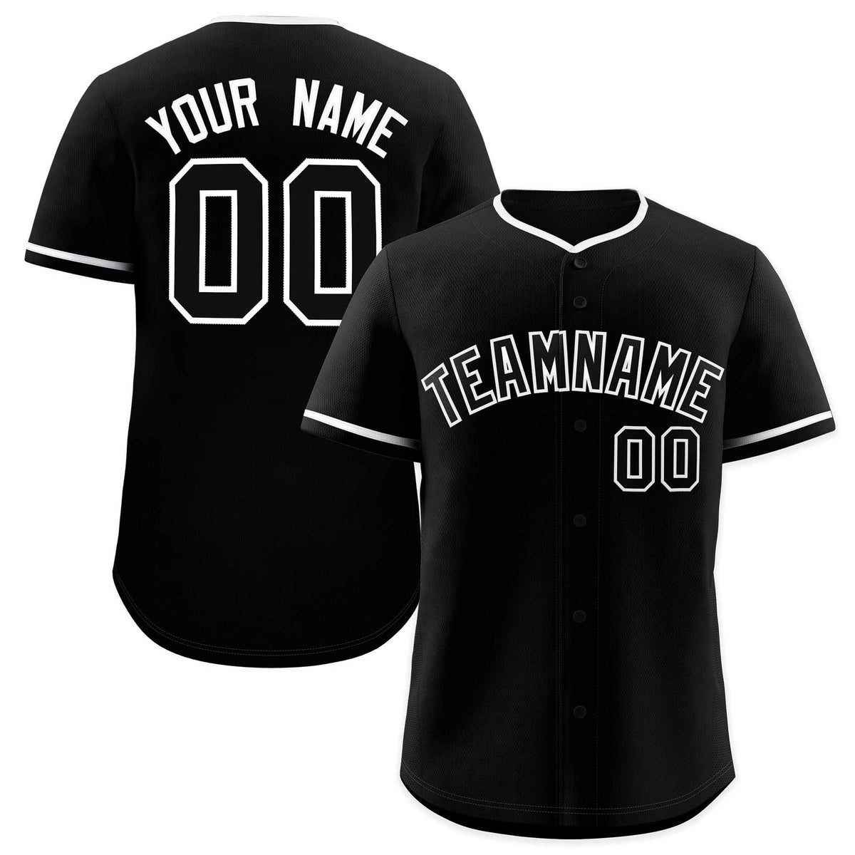 Custom Black White Classic Style Authentic Baseball Jersey