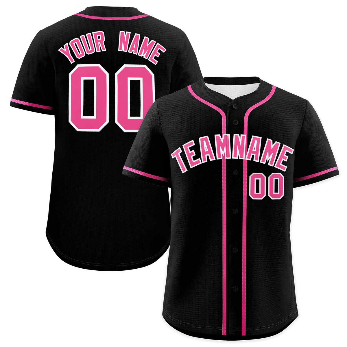 Custom Black Pink Classic Style Authentic Baseball Jersey