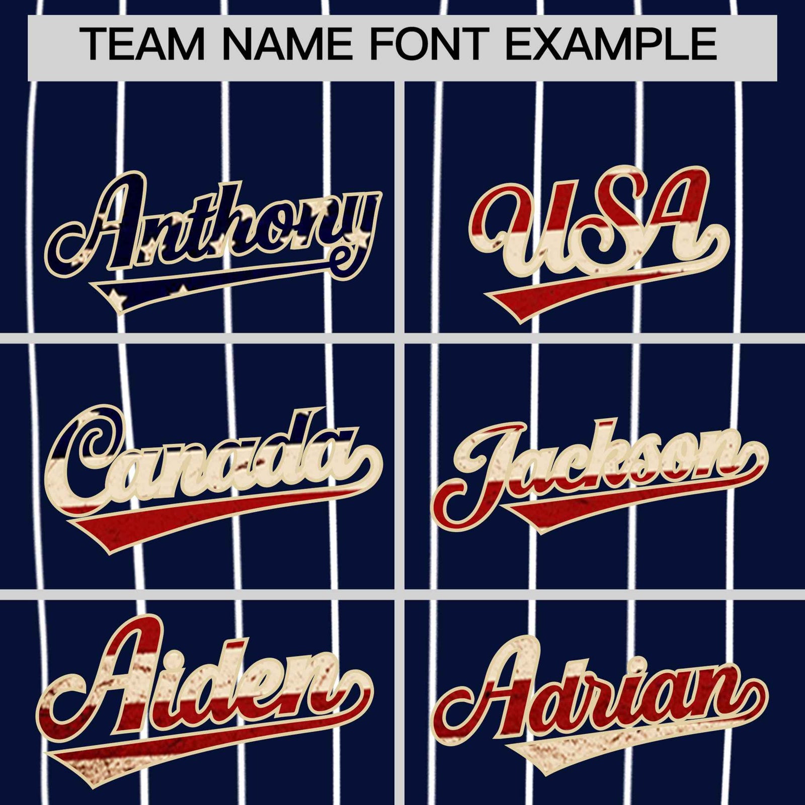 Custom Navy Cream Pinstripe Vintage USA Flag Authentic Baseball Jersey| KXKSHOP