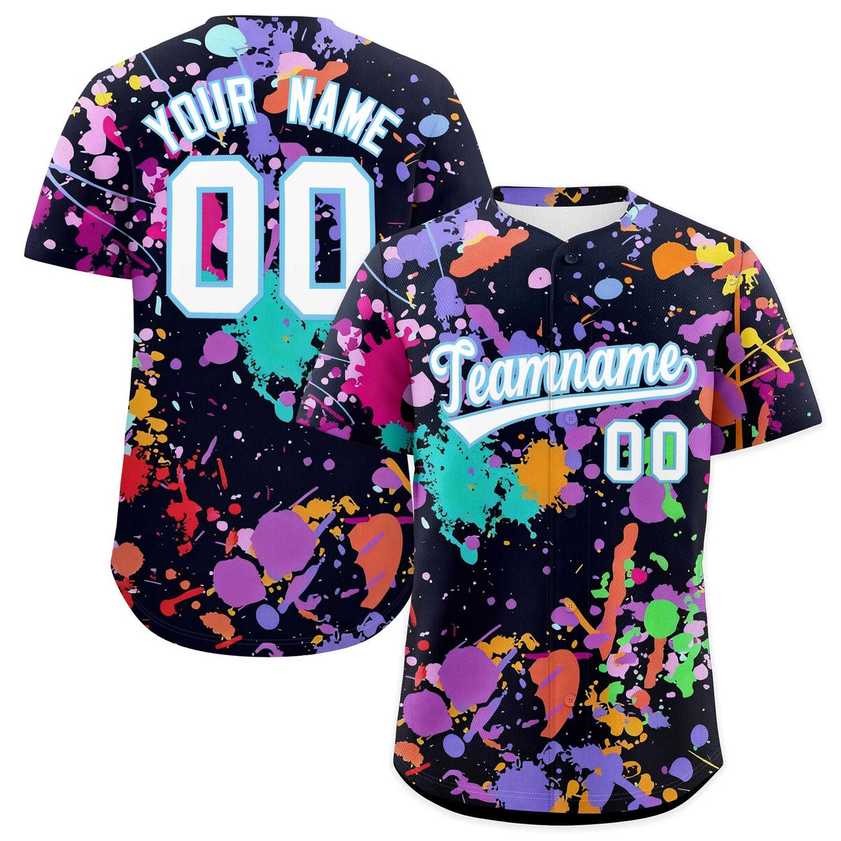 Custom Black White Splashes Graffiti Pattern Authentic Baseball Jersey| KXKSHOP