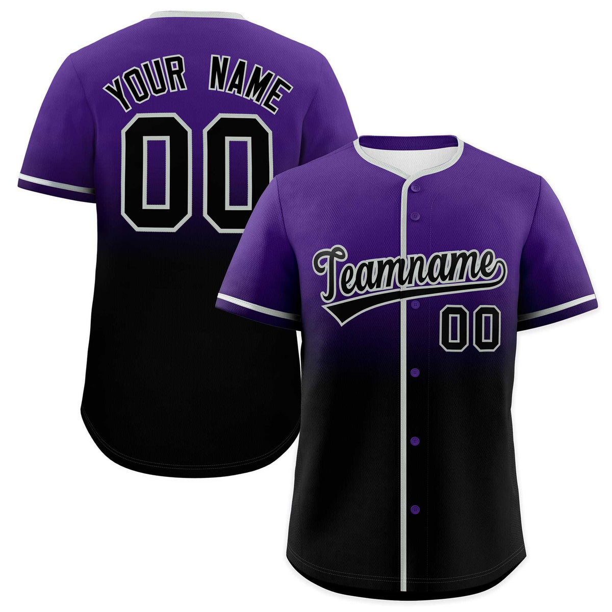 Custom Purple Black Gradient Fashion Authentic Baseball Jersey| KXKSHOP