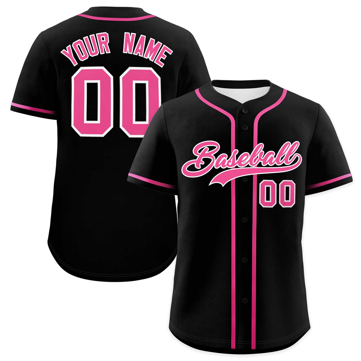 Custom Black Pink Classic Style Authentic Baseball Jersey