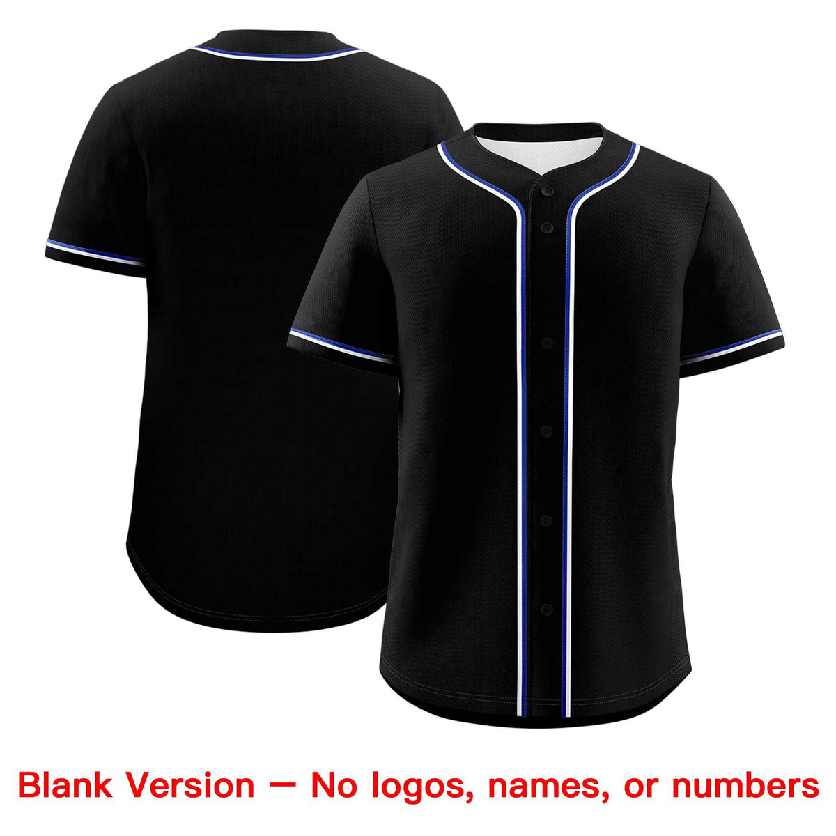 Custom Black Royal Blue Classic Style Authentic Baseball Jersey