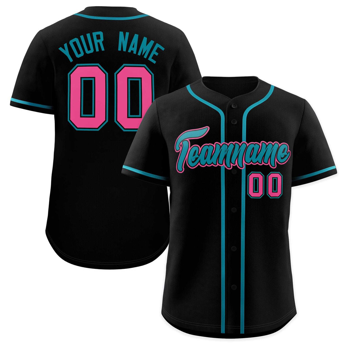 Custom Black Teal Classic Style Authentic Baseball Jersey
