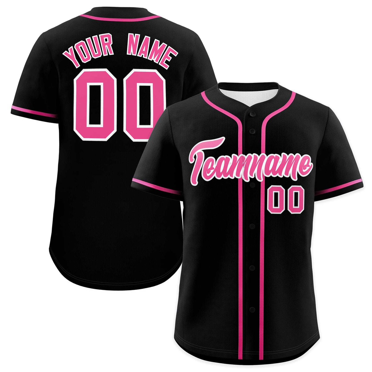 Custom Black Pink Classic Style Authentic Baseball Jersey