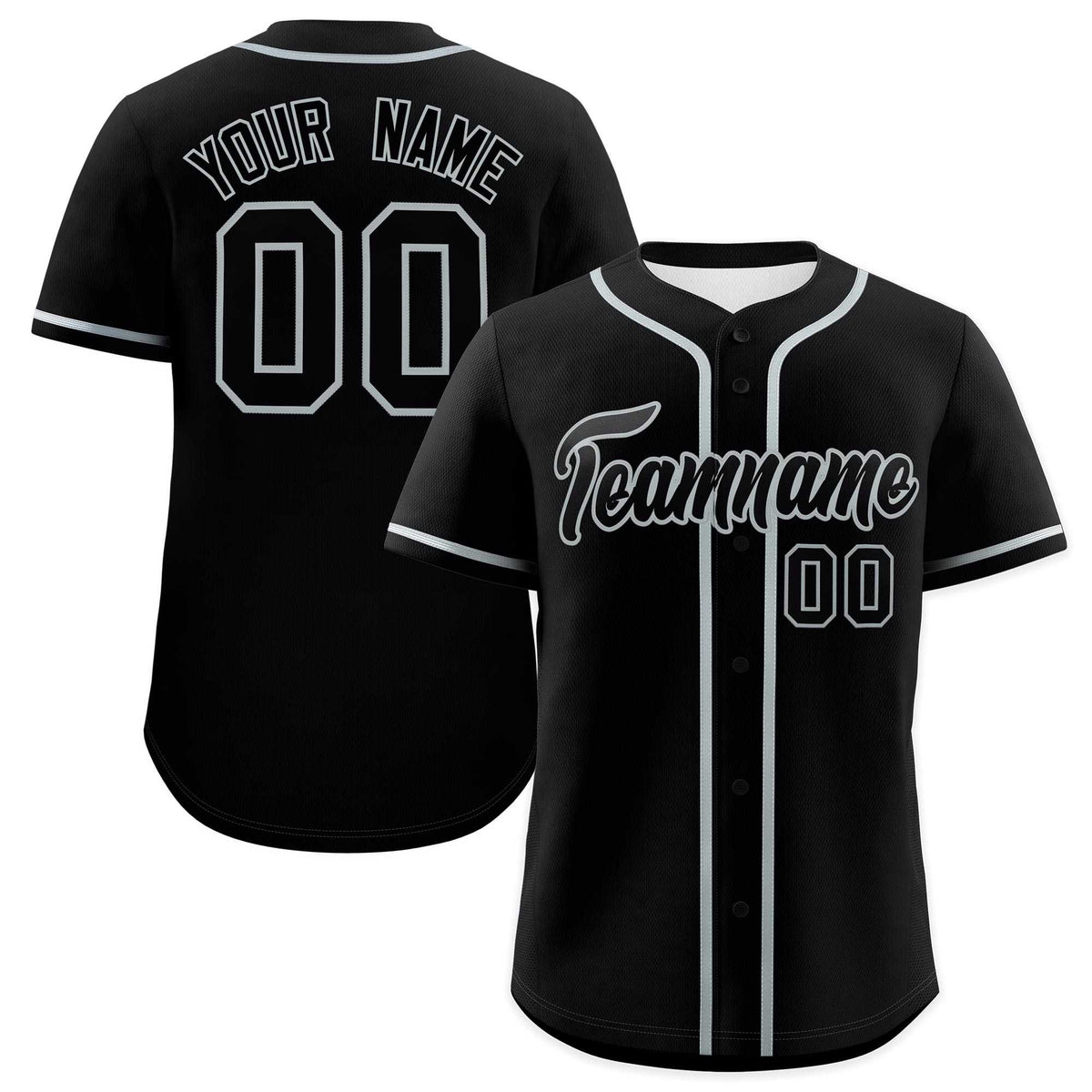 Custom Black Gray Classic Style Authentic Baseball Jersey