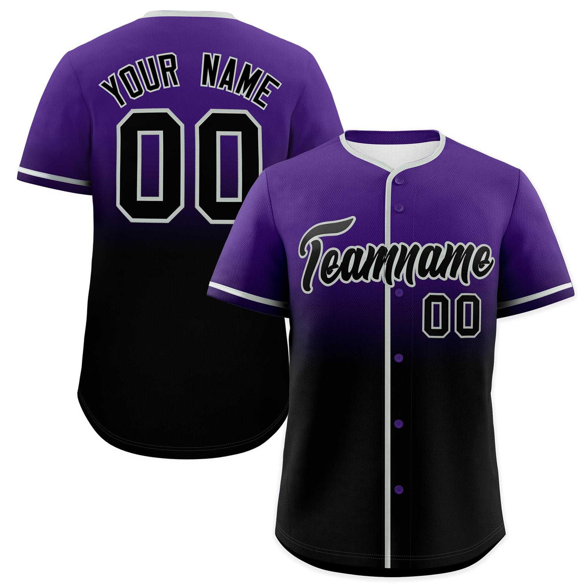 Custom Purple Black Gradient Fashion Authentic Baseball Jersey