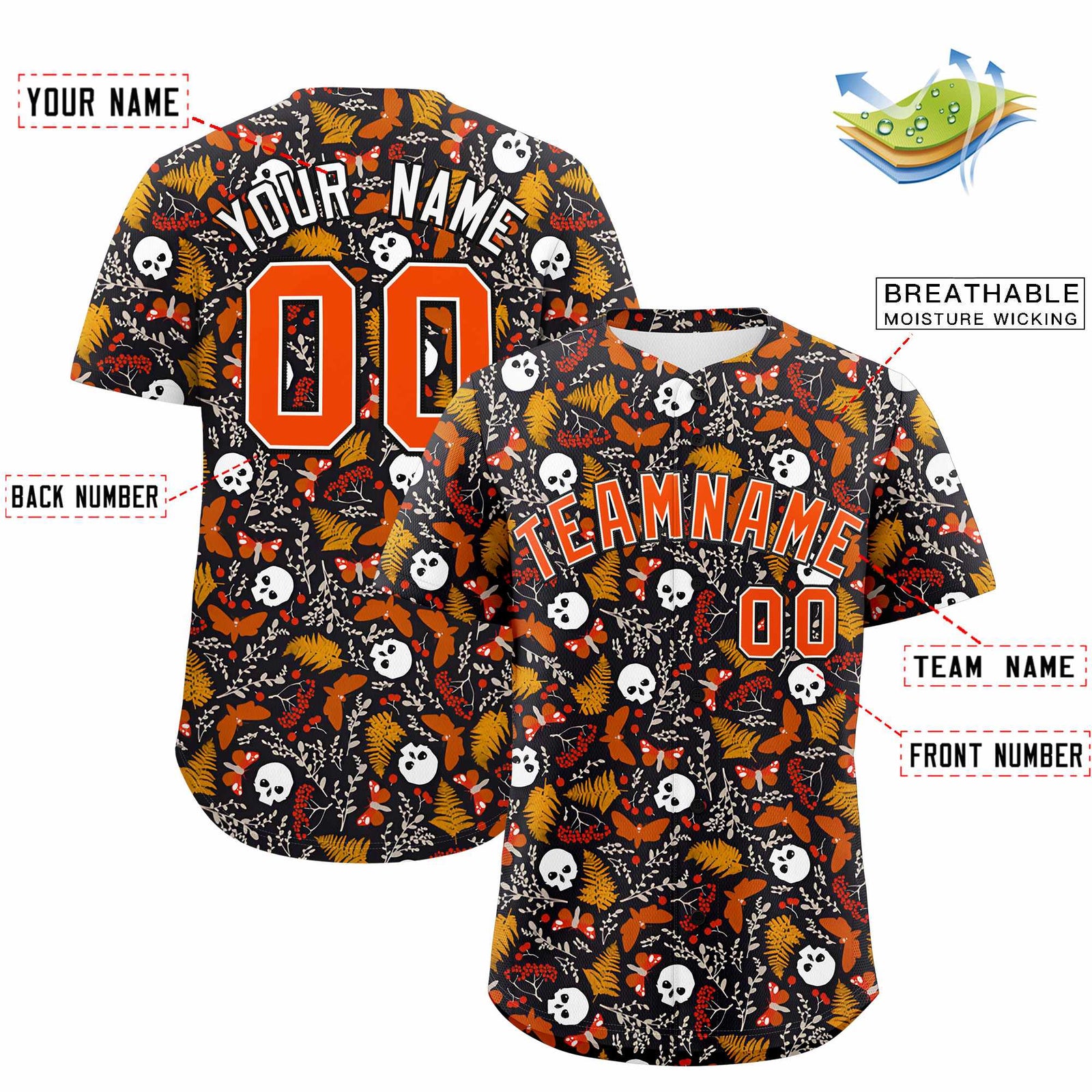 Custom Multi Color Halloween Authentic Baseball Jersey