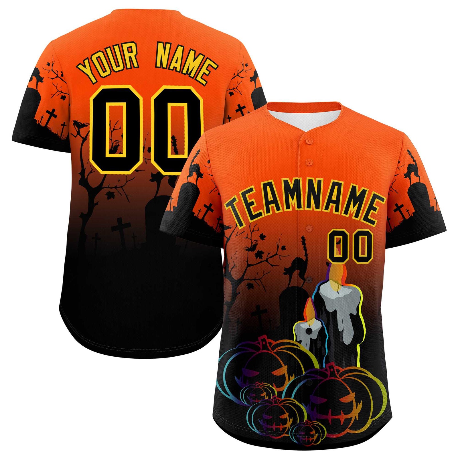 Custom Multi Color Halloween Authentic Baseball Jersey