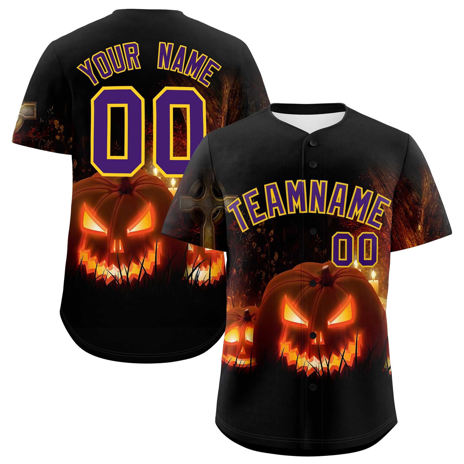 Custom Multi Color Halloween Authentic Baseball Jersey