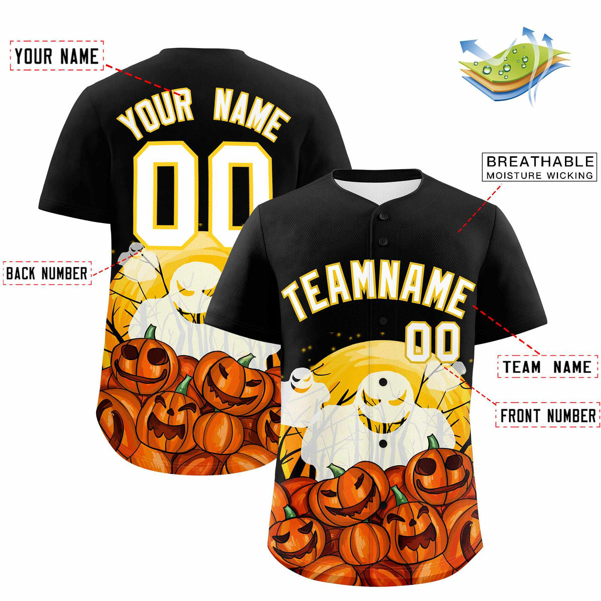 Custom Multi Color Halloween Authentic Baseball Jersey