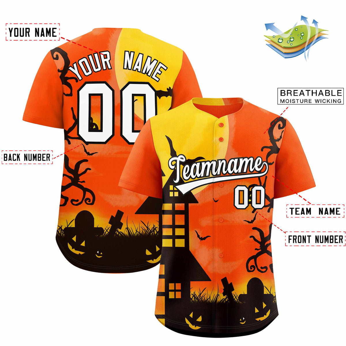 Custom Multi Color Halloween Authentic Baseball Jersey