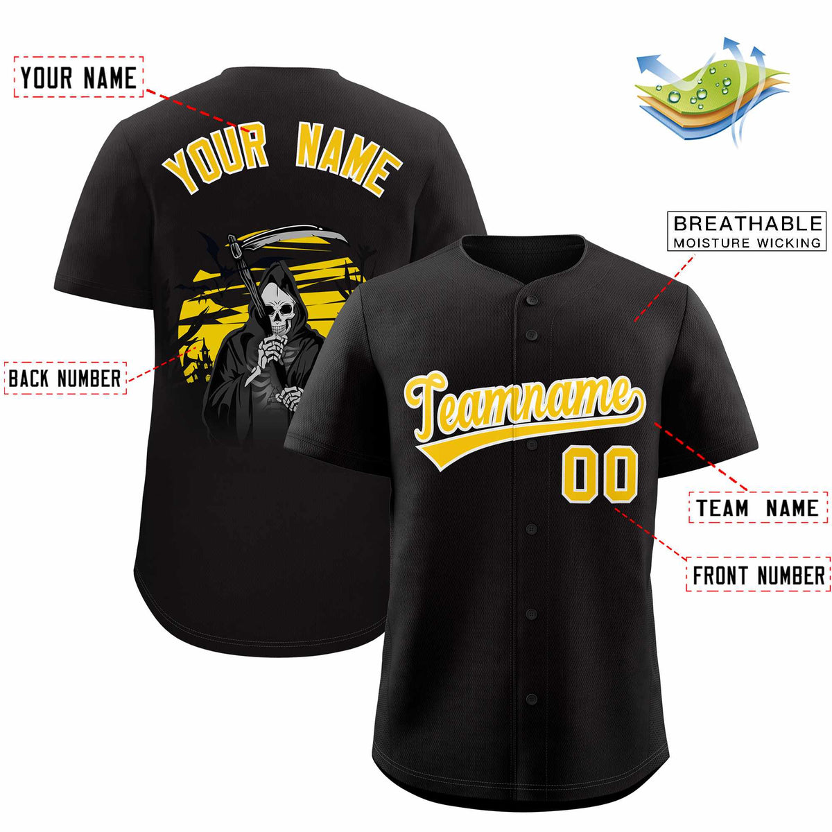 Custom Multi Color Halloween Authentic Baseball Jersey