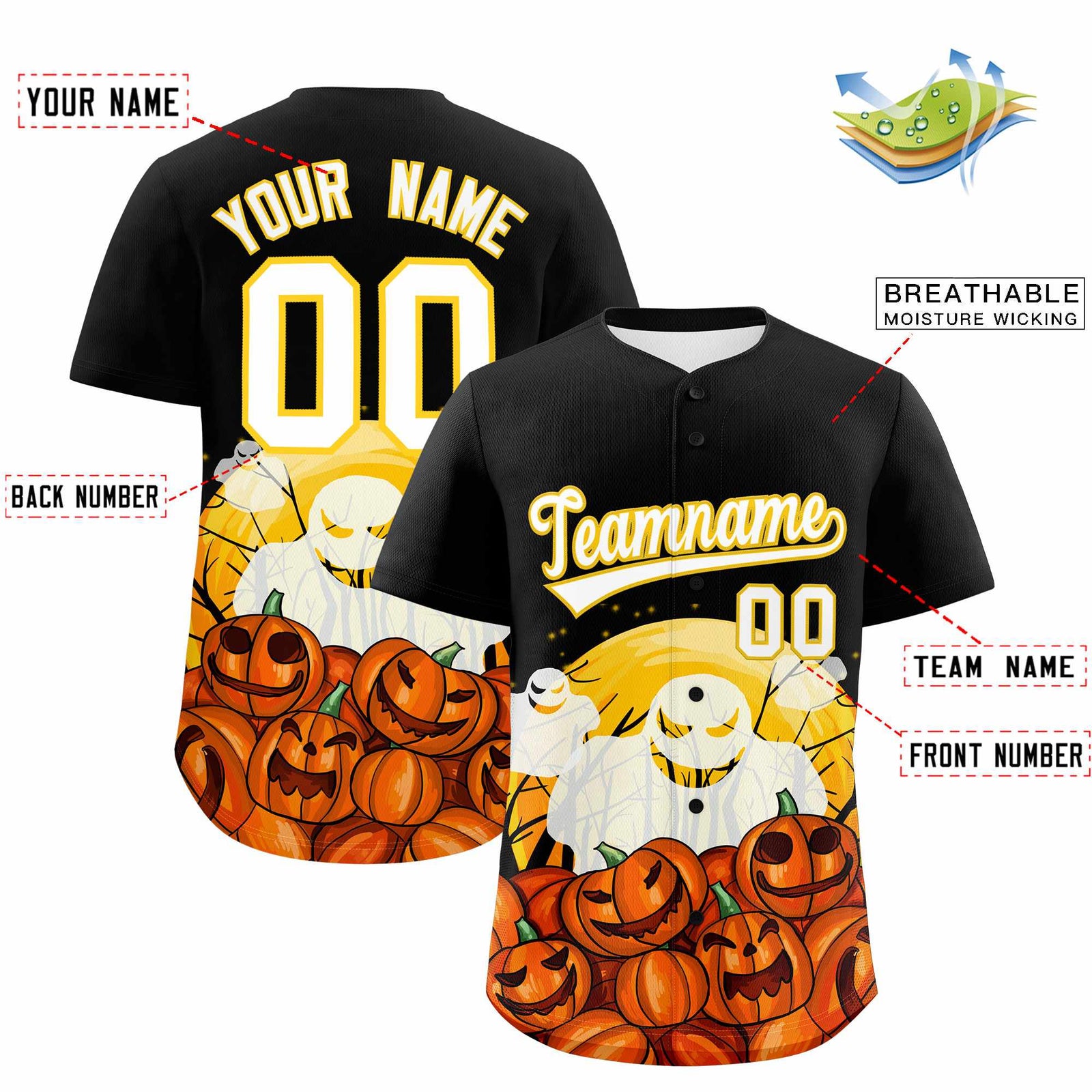 Custom Multi Color Halloween Authentic Baseball Jersey