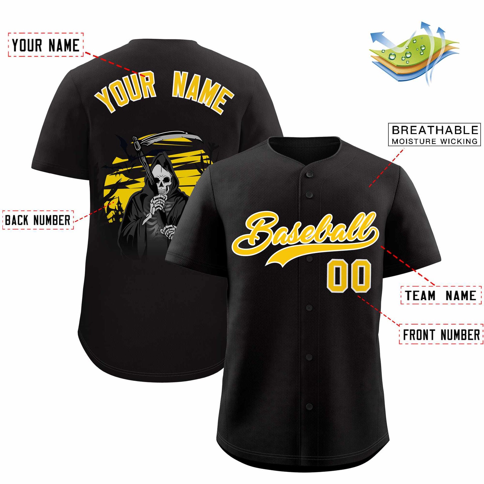 Custom Multi Color Halloween Authentic Baseball Jersey