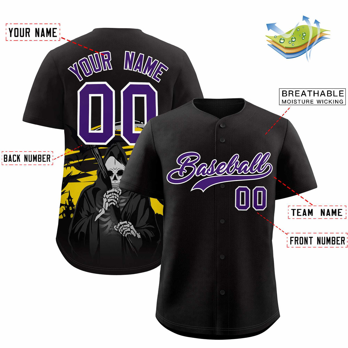 Custom Multi Color Halloween Authentic Baseball Jersey