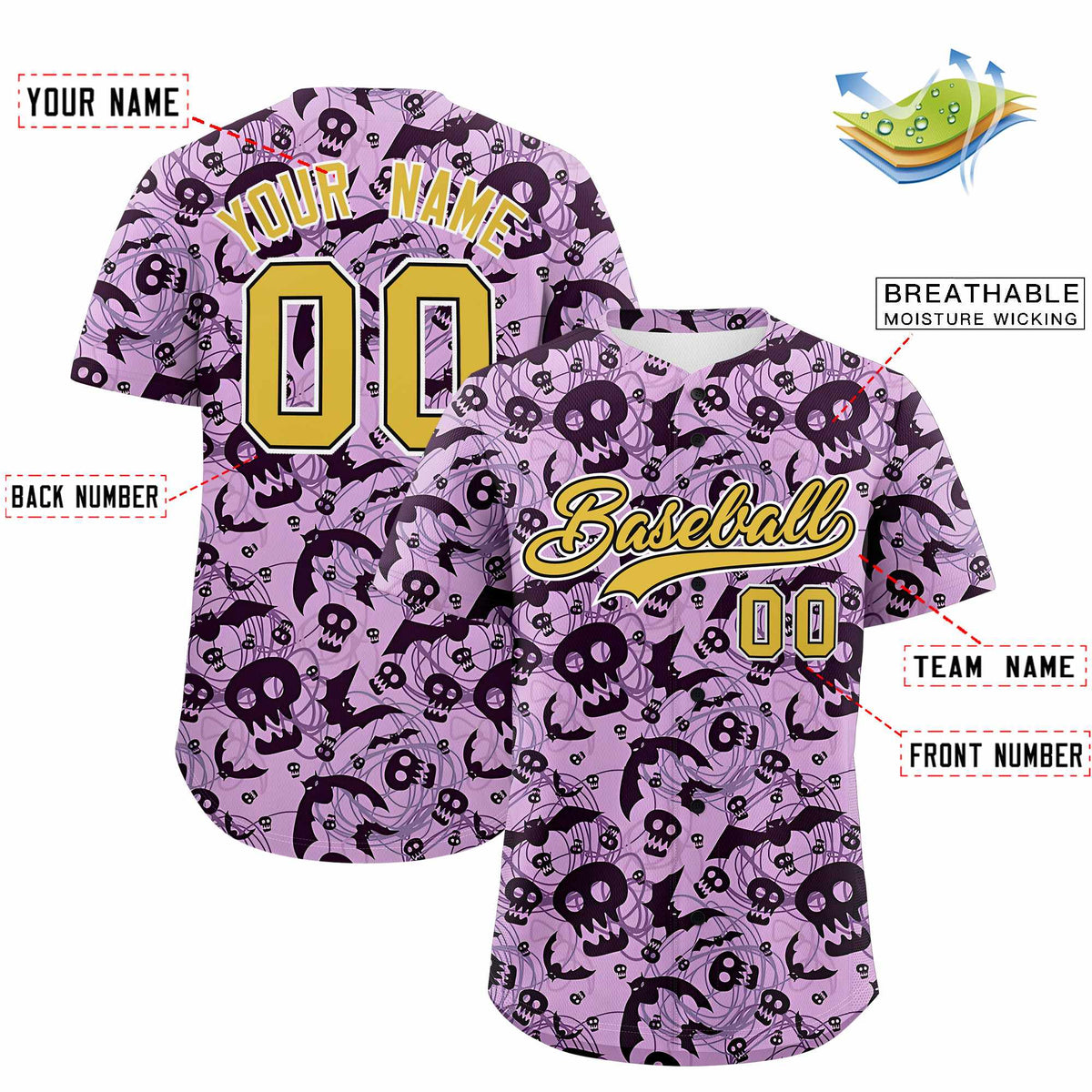 Custom Multi Color Halloween Authentic Baseball Jersey