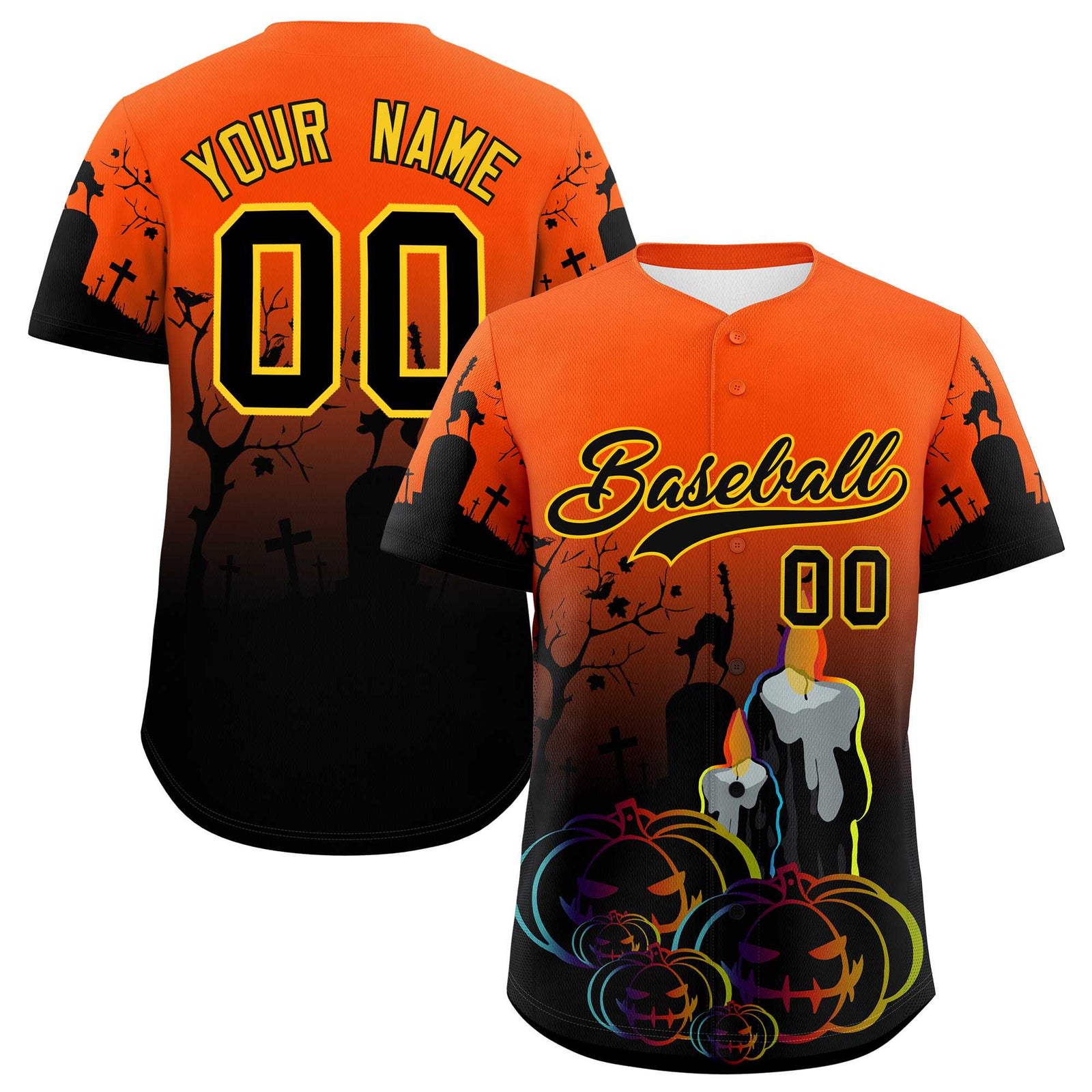 Custom Multi Color Halloween Authentic Baseball Jersey