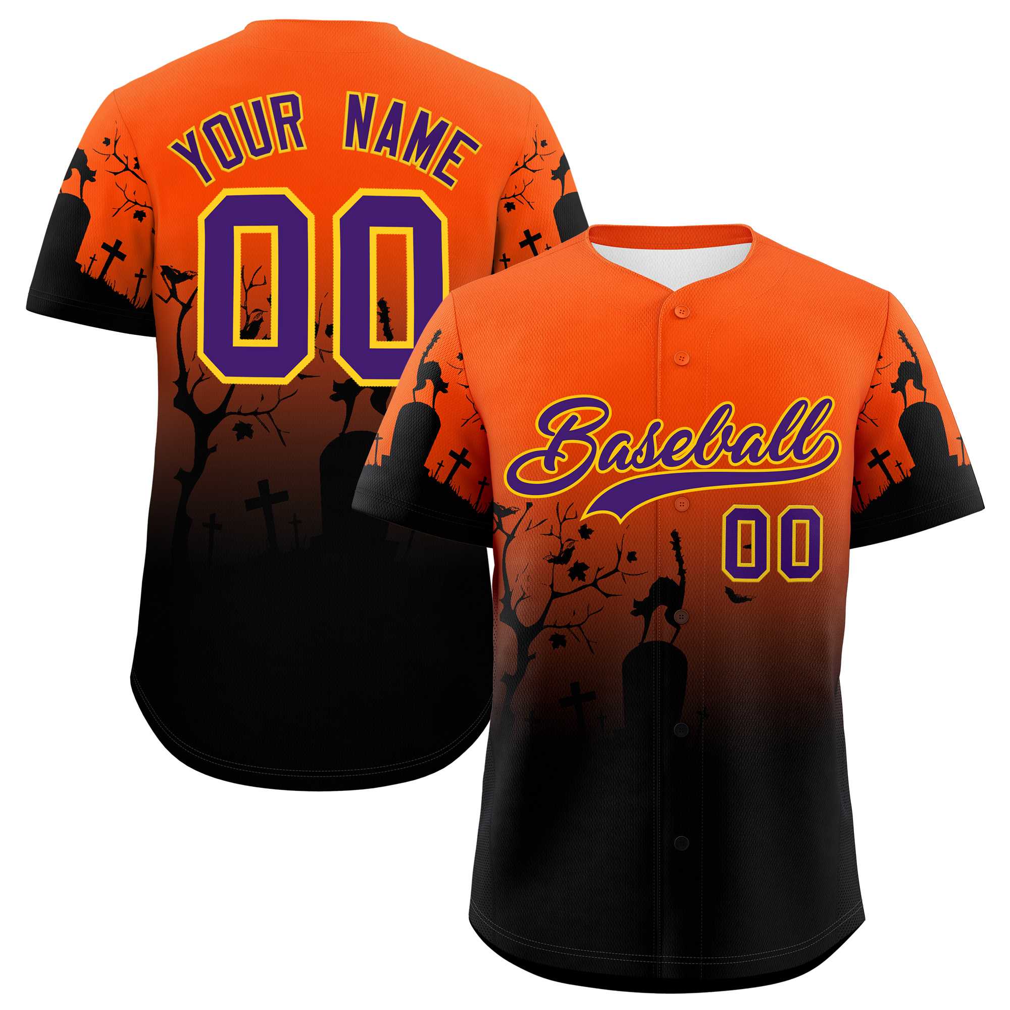 Custom Multi Color Halloween Authentic Baseball Jersey