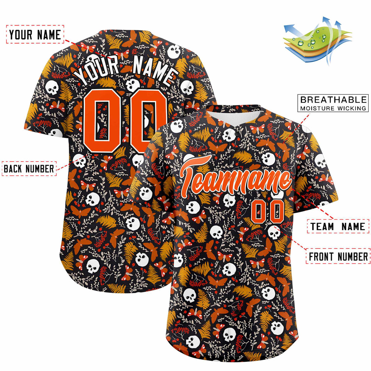 Custom Multi Color Halloween Authentic Baseball Jersey