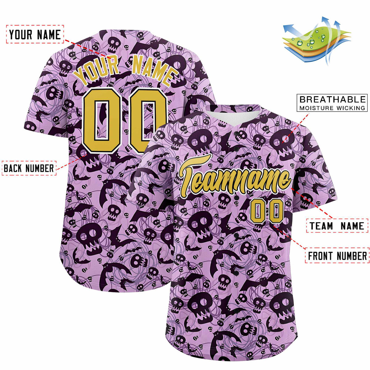 Custom Multi Color Halloween Authentic Baseball Jersey