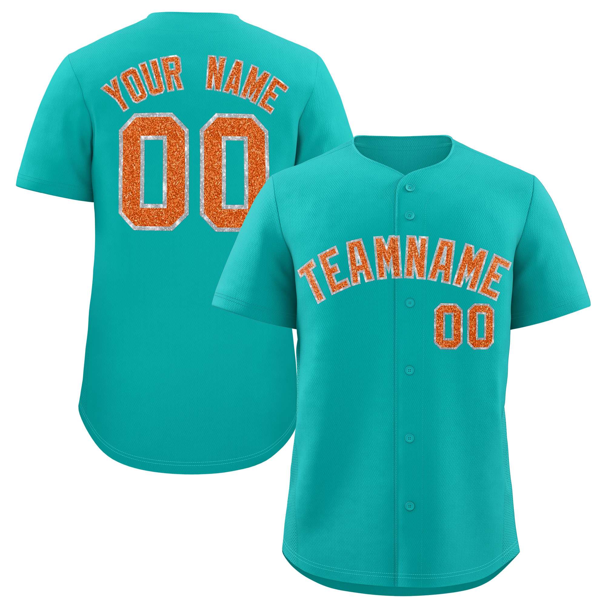 Custom Aqua Fine Sparkle Personalized Baseball Sports Uniform
