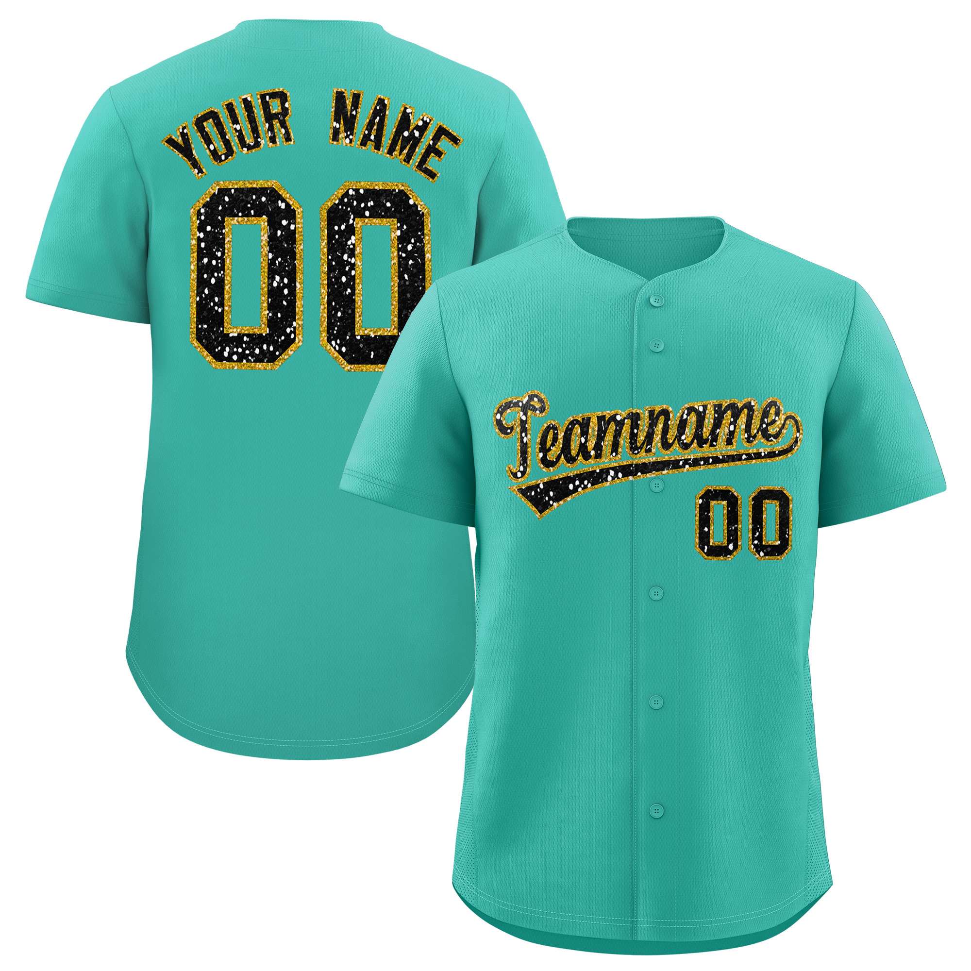 Custom Aqua Fine Sparkle Personalized Baseball Sports Uniform