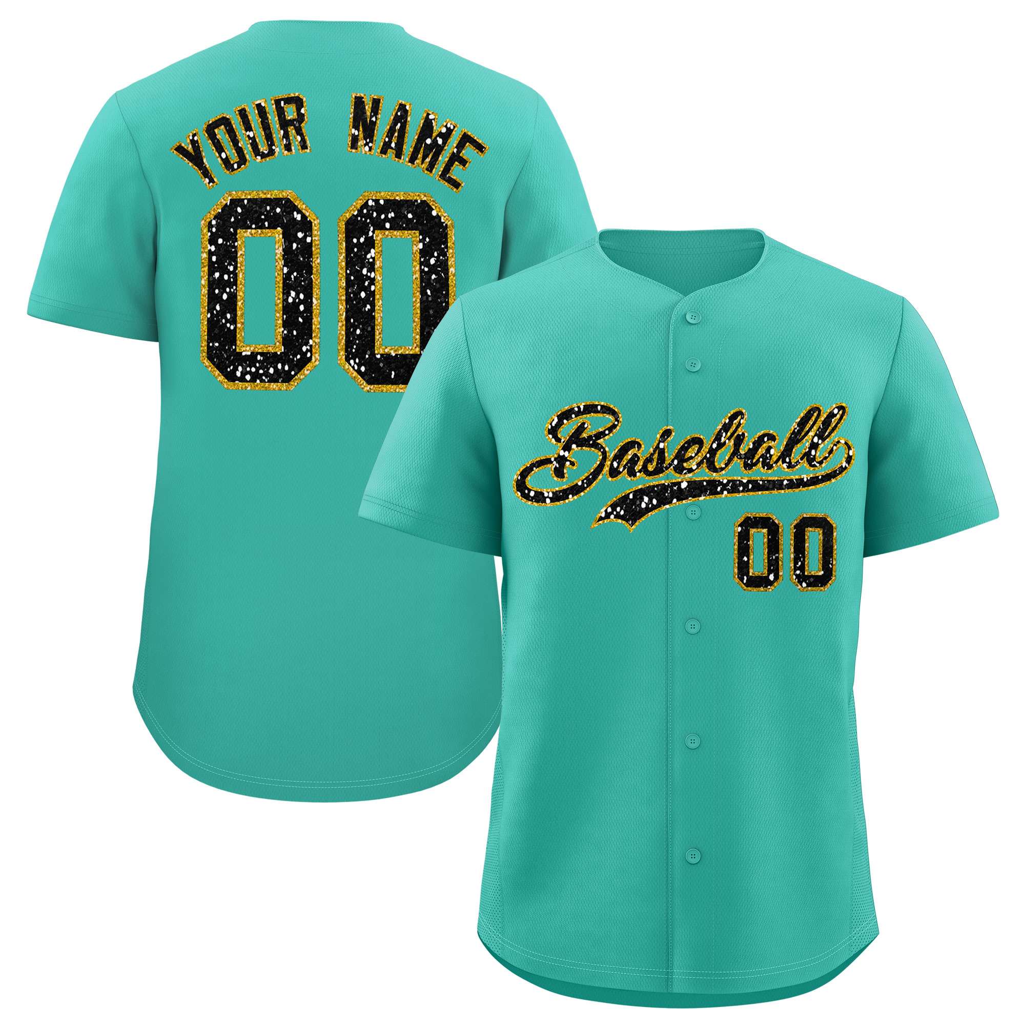 Custom Aqua Fine Sparkle Personalized Baseball Sports Uniform