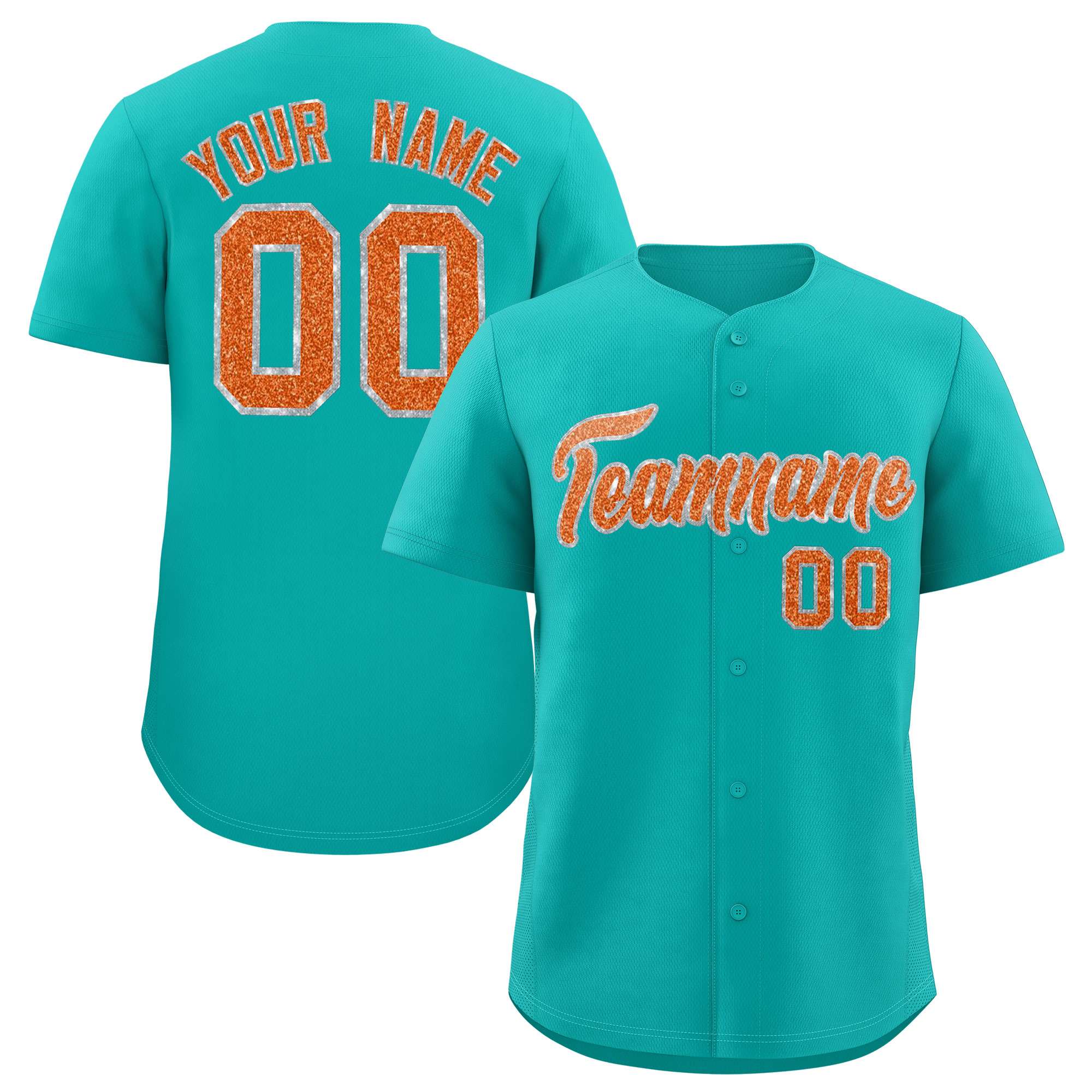 Custom Aqua Fine Sparkle Personalized Baseball Sports Uniform