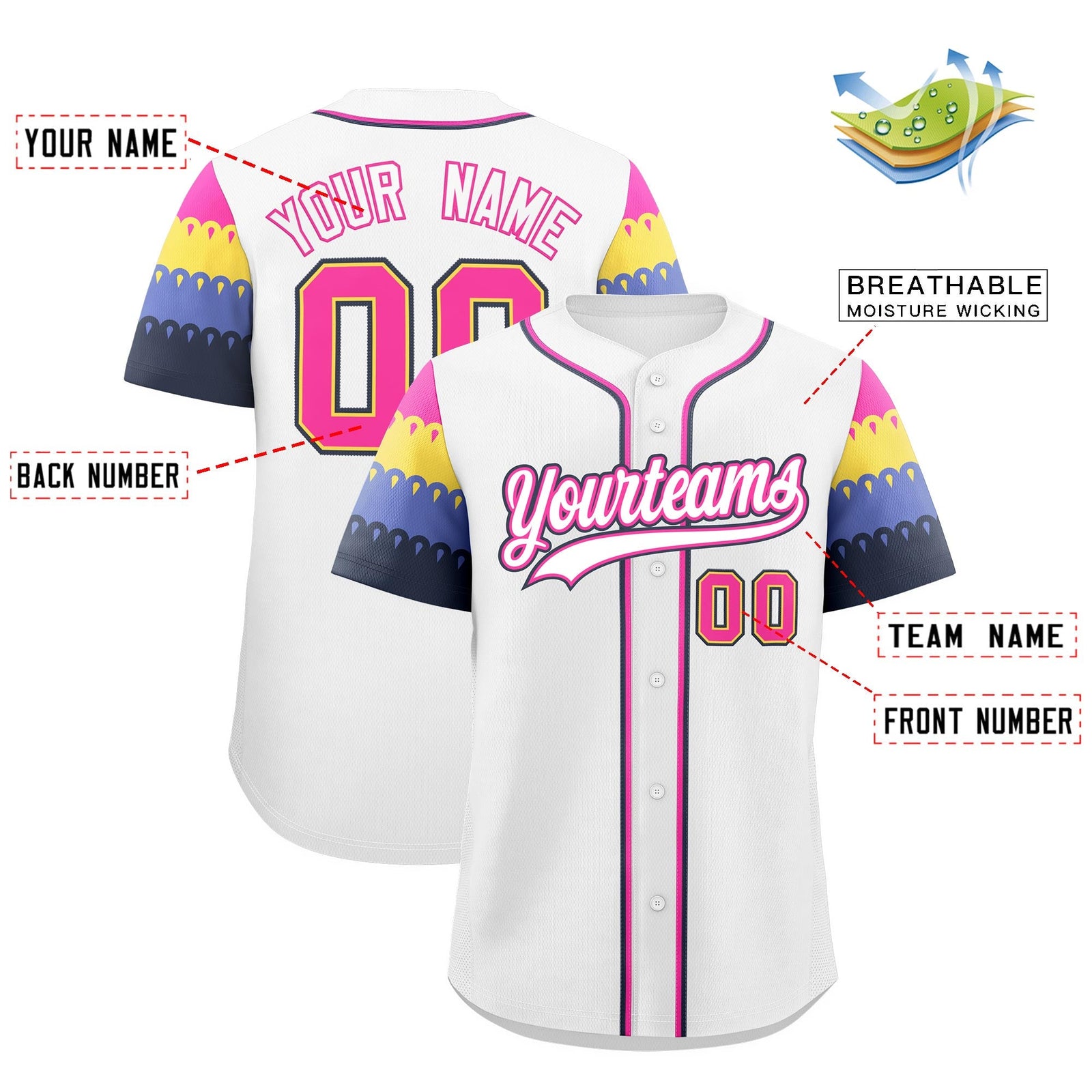 Custom White Rose Red Navy Sleeve Flag Lace Baseball Jersey | Sublimation Printed & Embroidery,Add Name and Numbern,Perfect for Teams | KXKSHOP