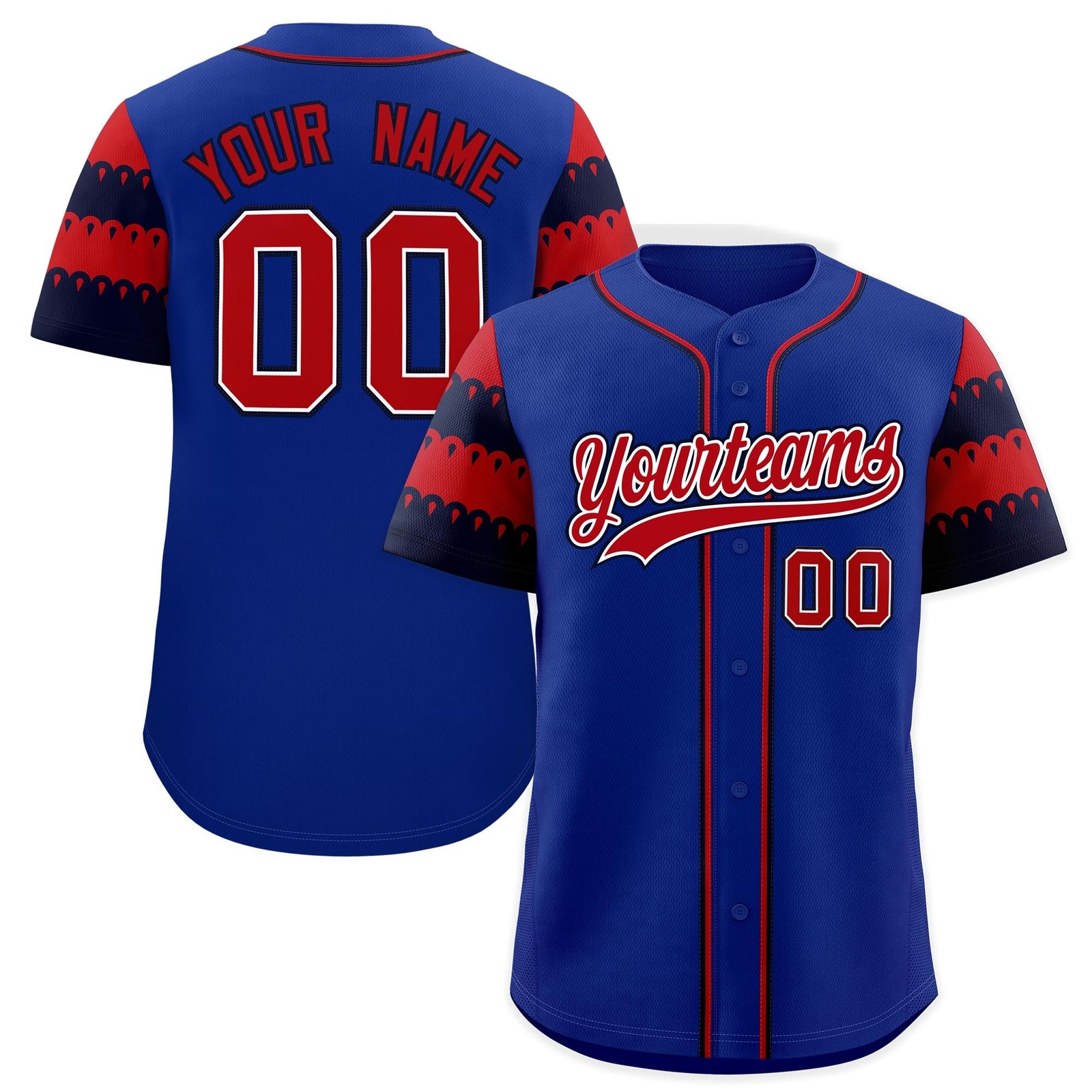 Custom Royal Red Navy Sleeve Flag Lace Baseball Jersey | Sublimation Printed & Embroidery,Add Name and Numbern,Perfect for Teams | KXKSHOP