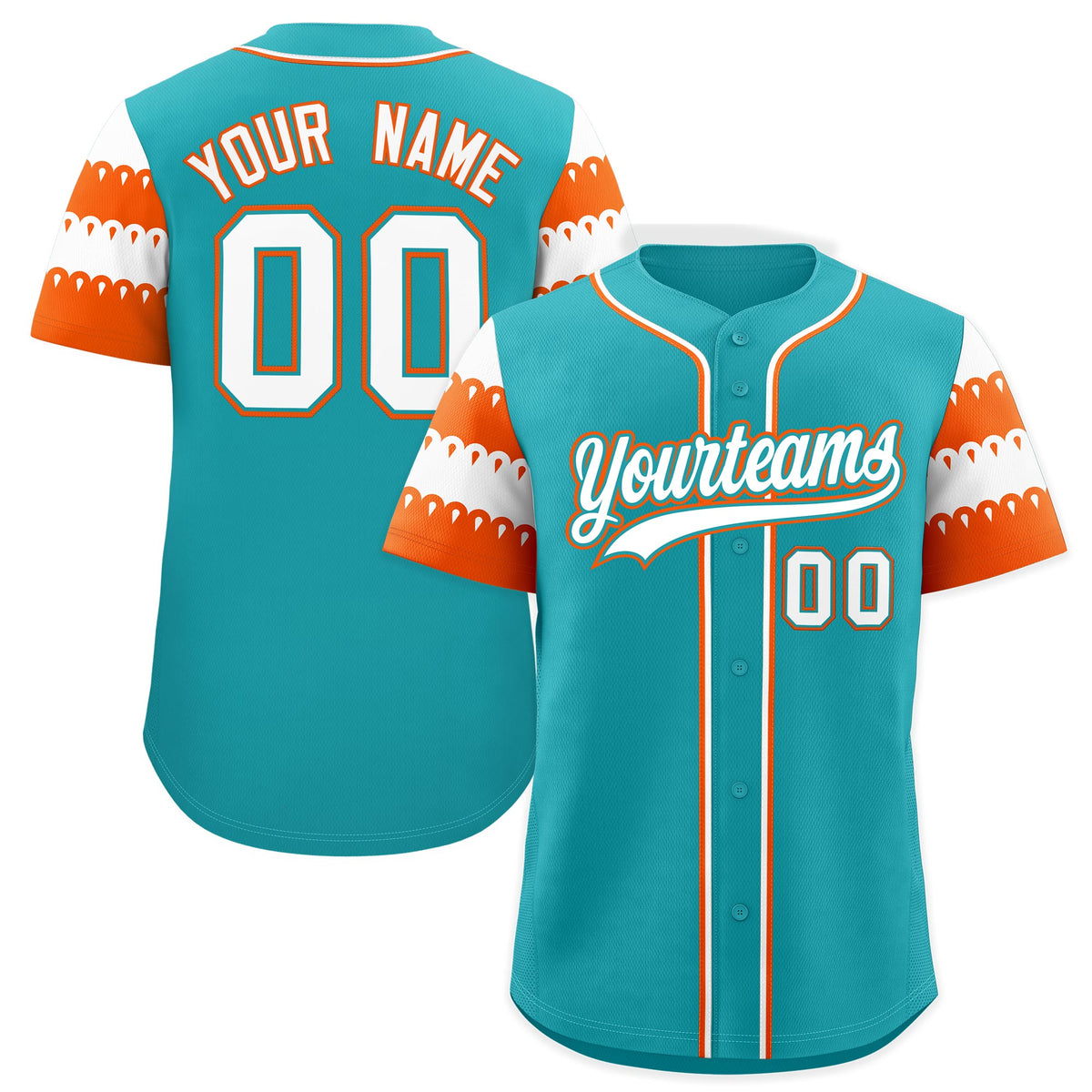 Custom Aqua Orange White Sleeve Flag Lace Baseball Jersey | Sublimation Printed &amp; Embroidery,Add Name and Numbern,Perfect for Teams | KXKSHOP