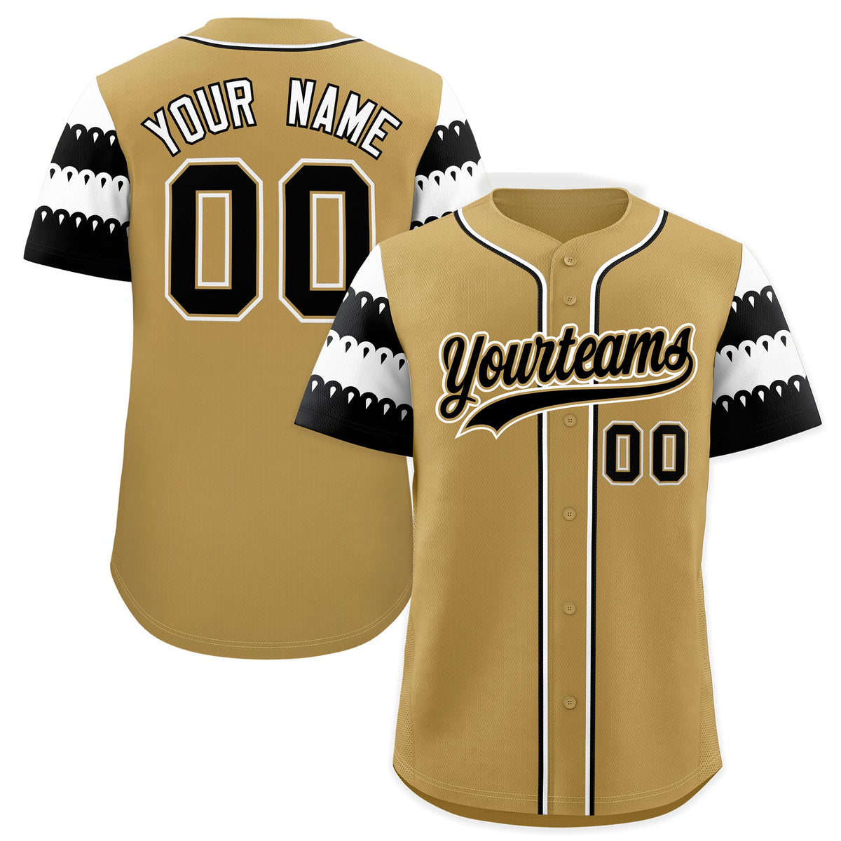Custom Khaki White Black Sleeve Flag Lace Baseball Jersey | Sublimation Printed & Embroidery,Add Name and Numbern,Perfect for Teams | KXKSHOP