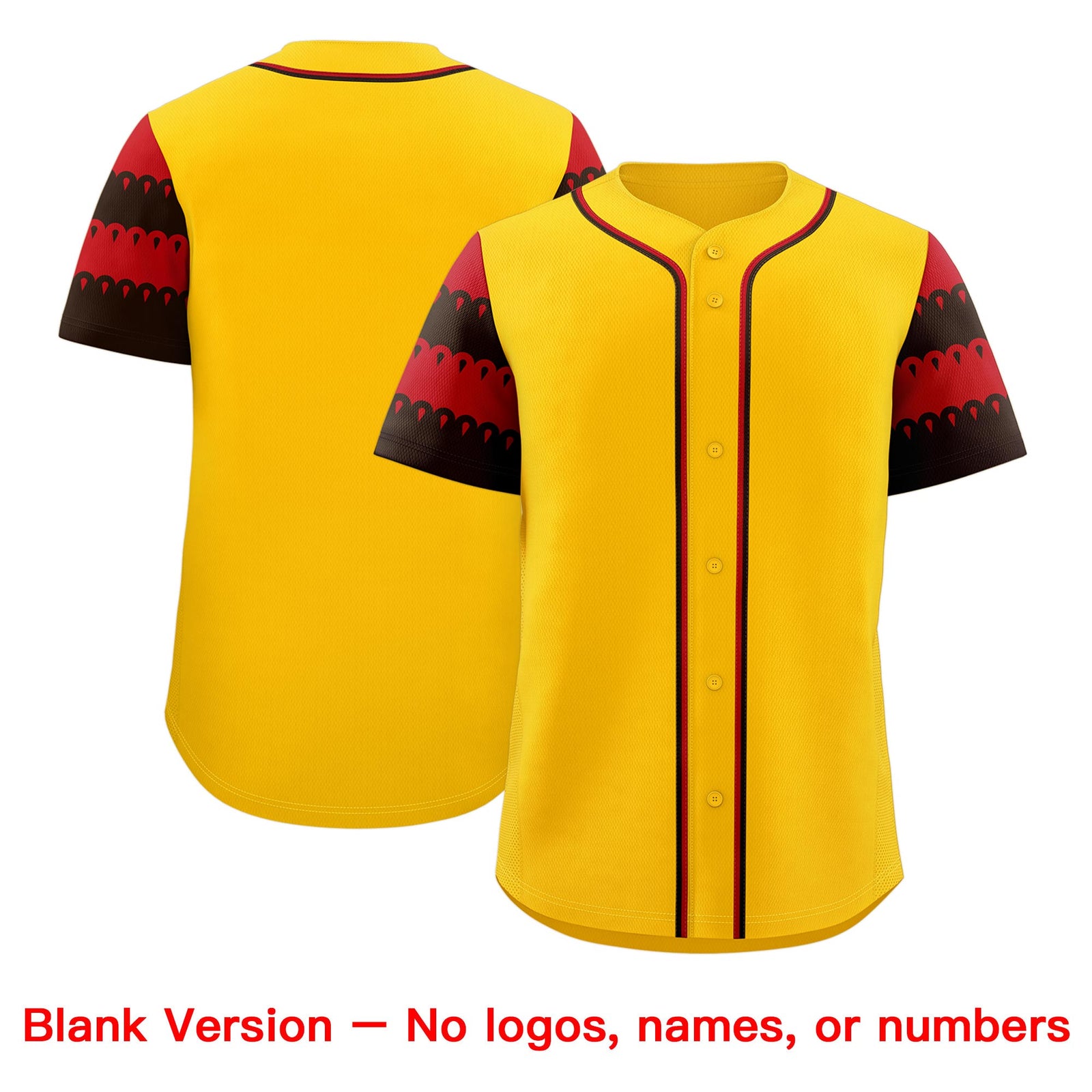 Custom Gold Red Black Sleeve Flag Lace Baseball Jersey | Sublimation Printed & Embroidery,Add Name and Numbern,Perfect for Teams | KXKSHOP