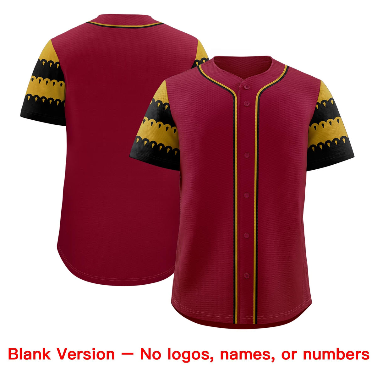 Custom Crimson Old Gold Black Sleeve Flag Lace Baseball Jersey | Sublimation Printed &amp; Embroidery,Add Name and Numbern,Perfect for Teams | KXKSHOP