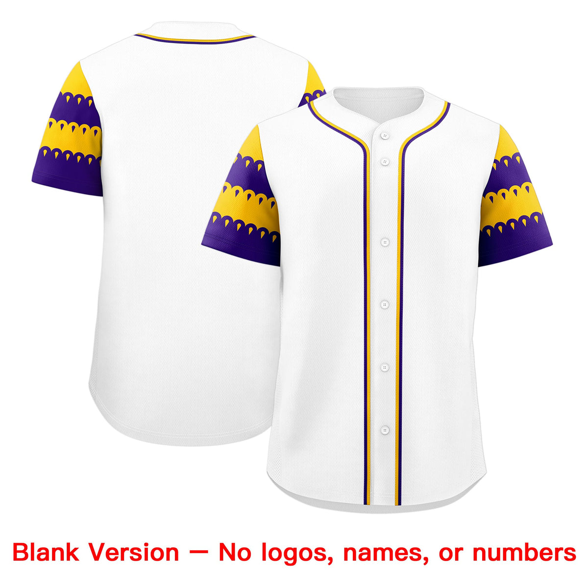 Custom White Gold Purple Sleeve Flag Lace Baseball Jersey | Sublimation Printed & Embroidery,Add Name and Numbern,Perfect for Teams | KXKSHOP