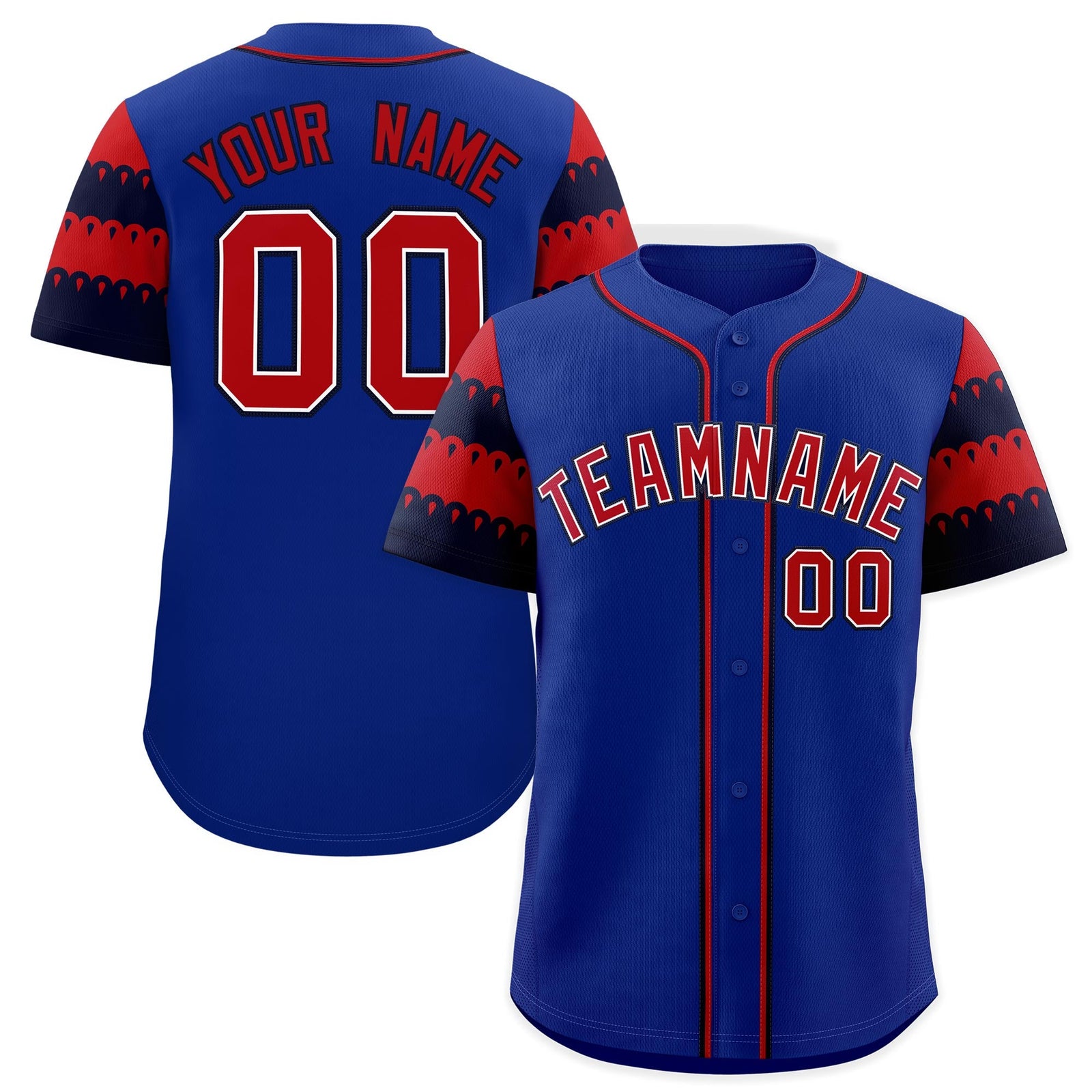 Custom Royal Red Navy Sleeve Flag Lace Baseball Jersey | Sublimation Printed & Embroidery,Add Name and Numbern,Perfect for Teams | KXKSHOP