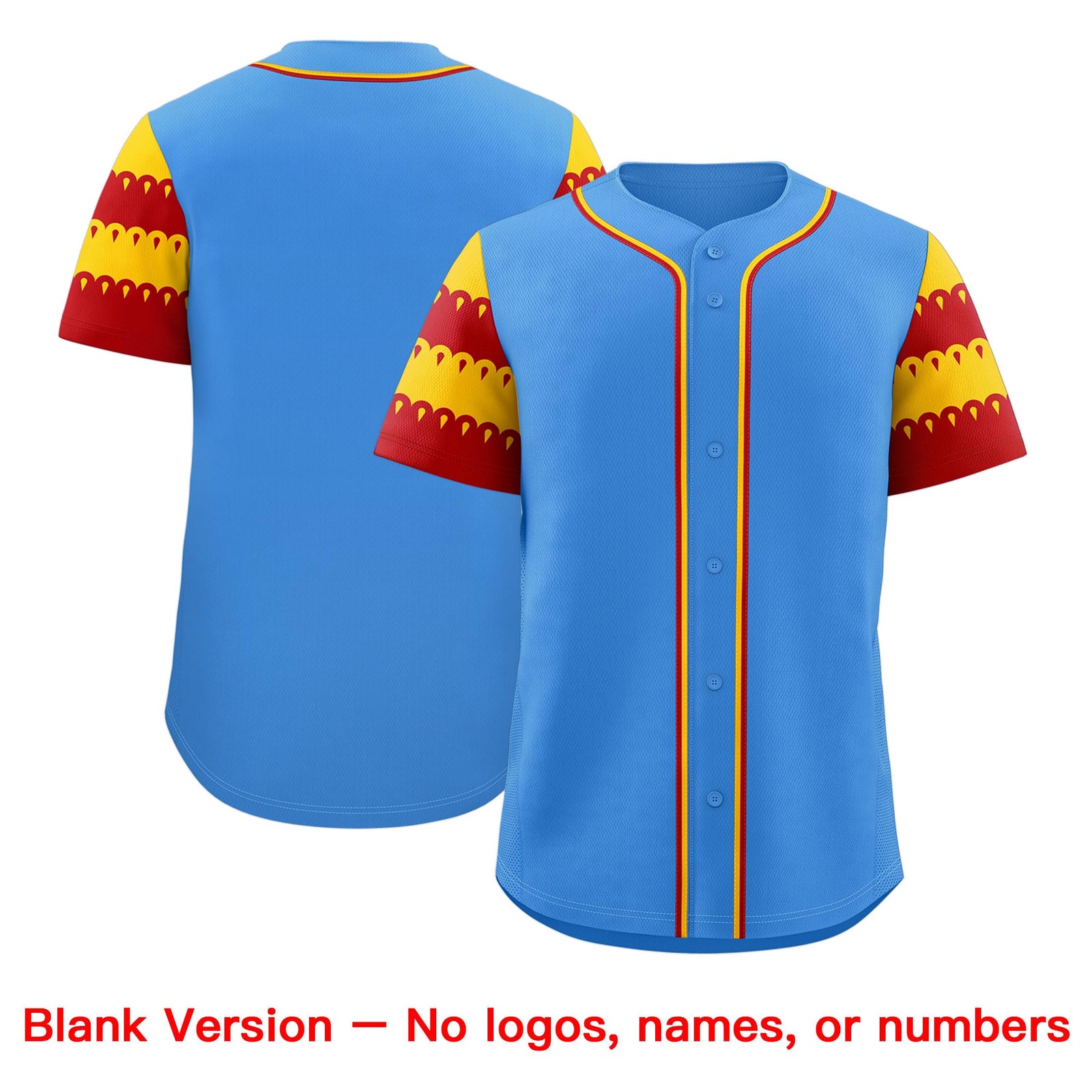 Custom Powder Blue Gold Red Sleeve Flag Lace Baseball Jersey | Sublimation Printed & Embroidery,Add Name and Numbern,Perfect for Teams | KXKSHOP