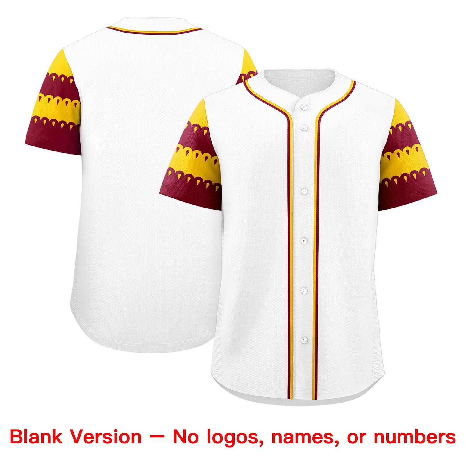 Custom White Crimson Gold Sleeve Flag Lace Baseball Jersey | Sublimation Printed & Embroidery,Add Name and Numbern,Perfect for Teams | KXKSHOP