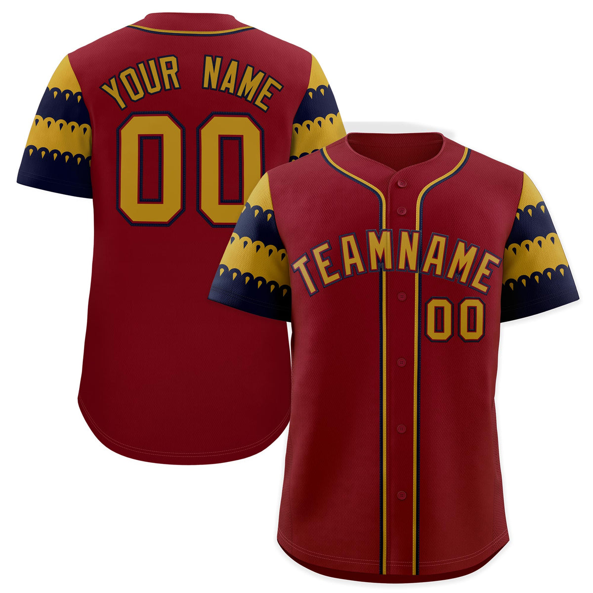 Custom Crimson Old Gold Navy Sleeve Flag Lace Baseball Jersey | Sublimation Printed &amp; Embroidery,Add Name and Numbern,Perfect for Teams | KXKSHOP