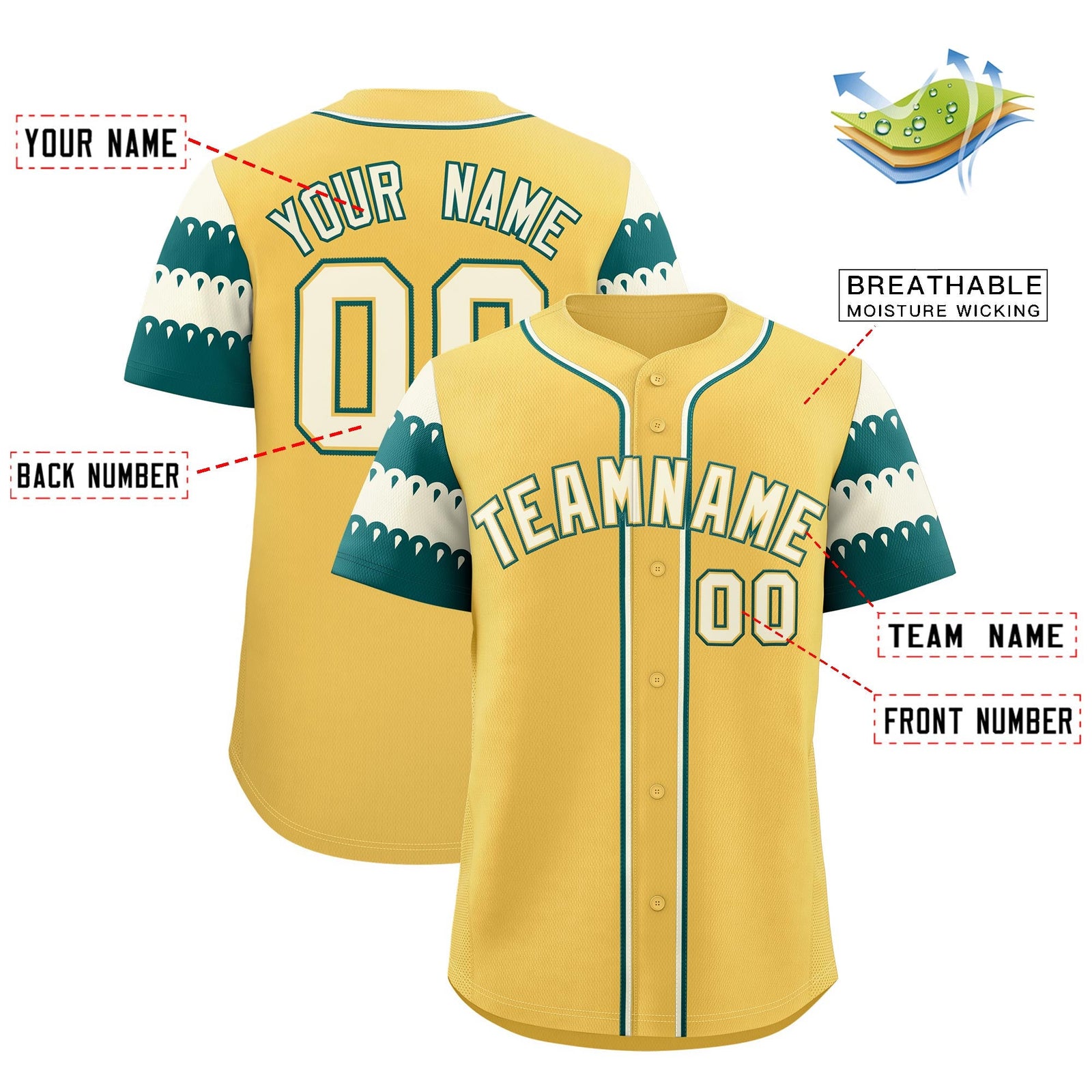 Custom Khaki Teal Cream Sleeve Flag Lace Baseball Jersey | Sublimation Printed & Embroidery,Add Name and Numbern,Perfect for Teams | KXKSHOP